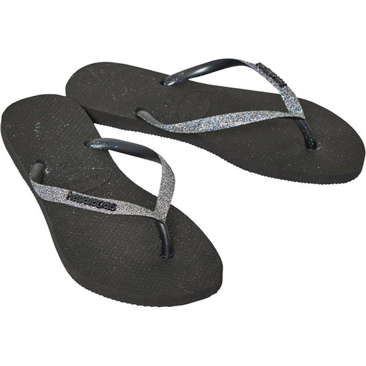 HAVAIANAS CENZA GLITTER כפכף הוואינאס שחור כסף נצנצים לנשים